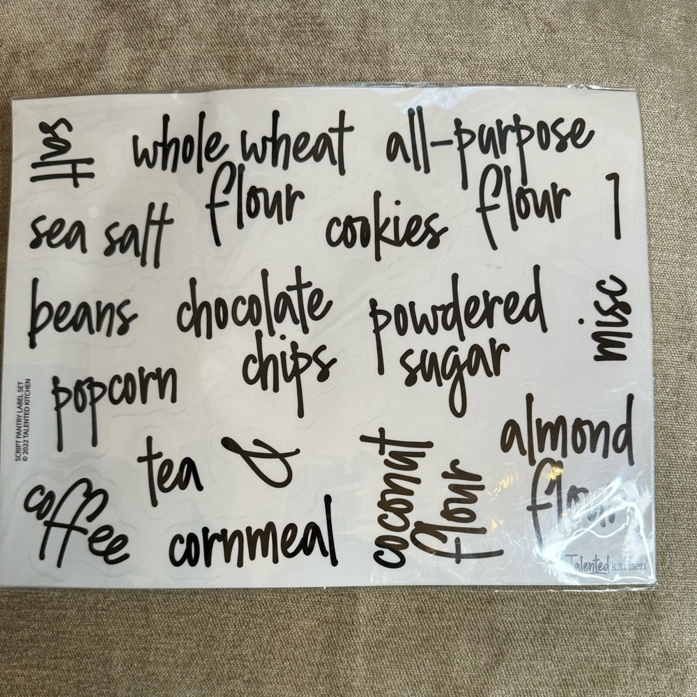 Talented Kitchen Script Pantry Labels Set - NEW IN PACKAGE